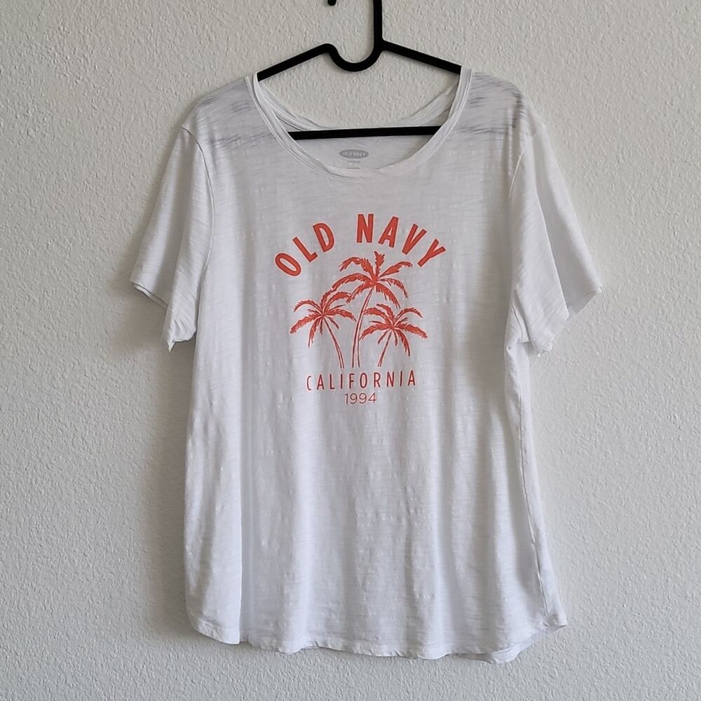 OLD NAVY Graphic Tee California 1994 T-Shirt Palm Trees Size Large White